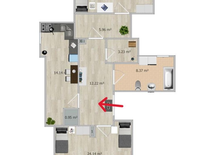 W103 - 2 Raumwohnung für Monteure